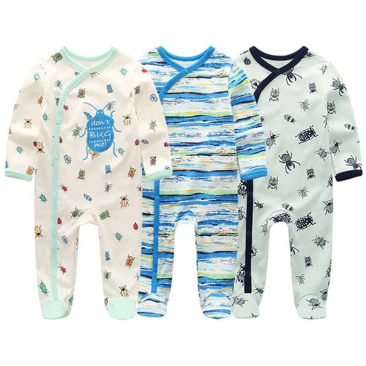 Unisex Organic Cotton Long Sleeve Footed Pajamas for Newborns