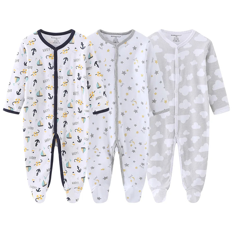 Unisex Organic Cotton Long Sleeve Footed Pyjamas for Newborns