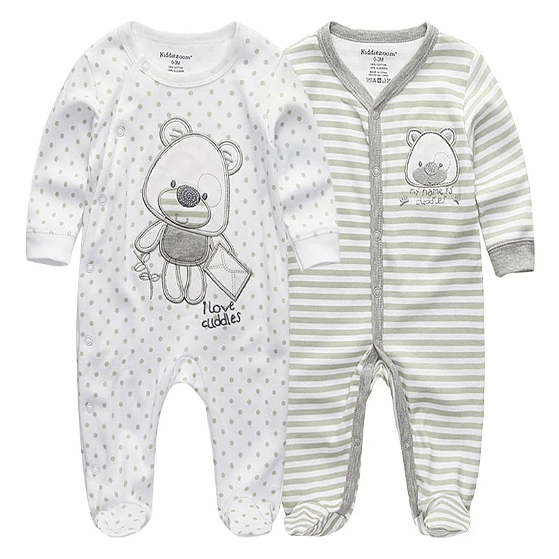 Unisex Organic Cotton Long Sleeve Footed Pyjamas for Newborns