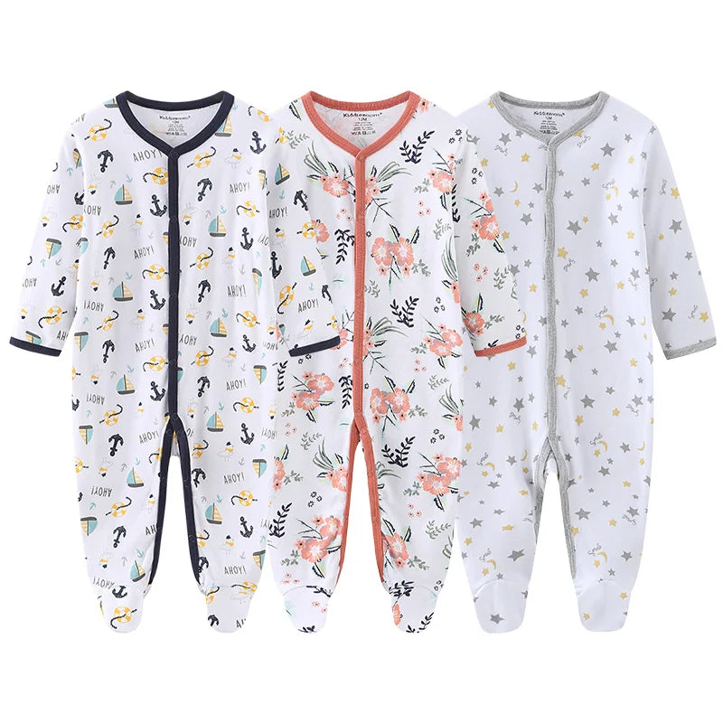 Unisex Organic Cotton Long Sleeve Footed Pyjamas for Newborns