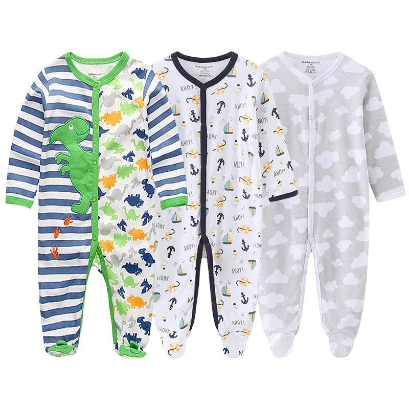 Unisex Organic Cotton Long Sleeve Footed Pyjamas for Newborns