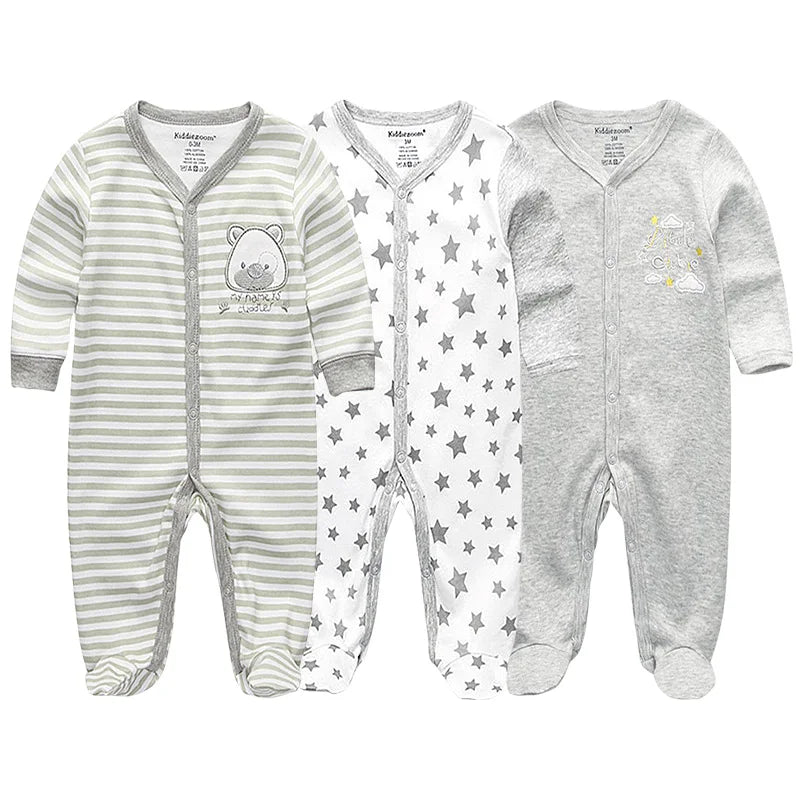 Unisex Organic Cotton Long Sleeve Footed Pyjamas for Newborns