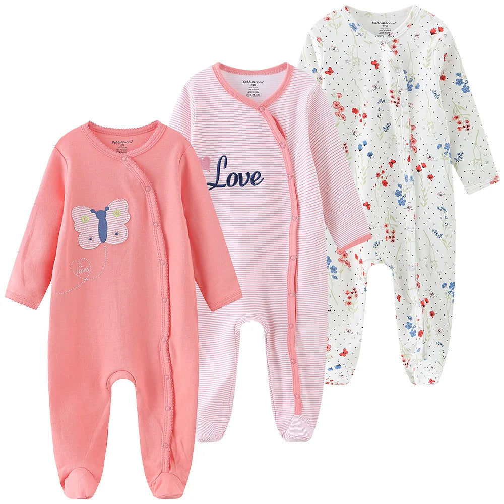 Unisex Organic Cotton Long Sleeve Footed Pyjamas for Newborns