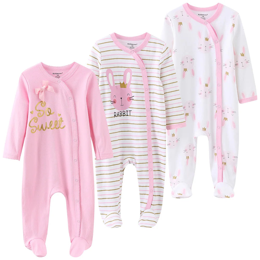 Unisex Organic Cotton Long Sleeve Footed Pyjamas for Newborns