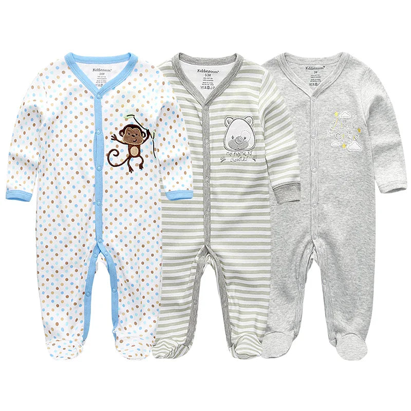 Unisex Organic Cotton Long Sleeve Footed Pyjamas for Newborns