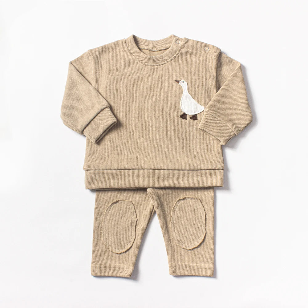 Organic Cotton Casual Set - Long Sleeve Sweatshirt and Pants 2-Piece Sports Suit