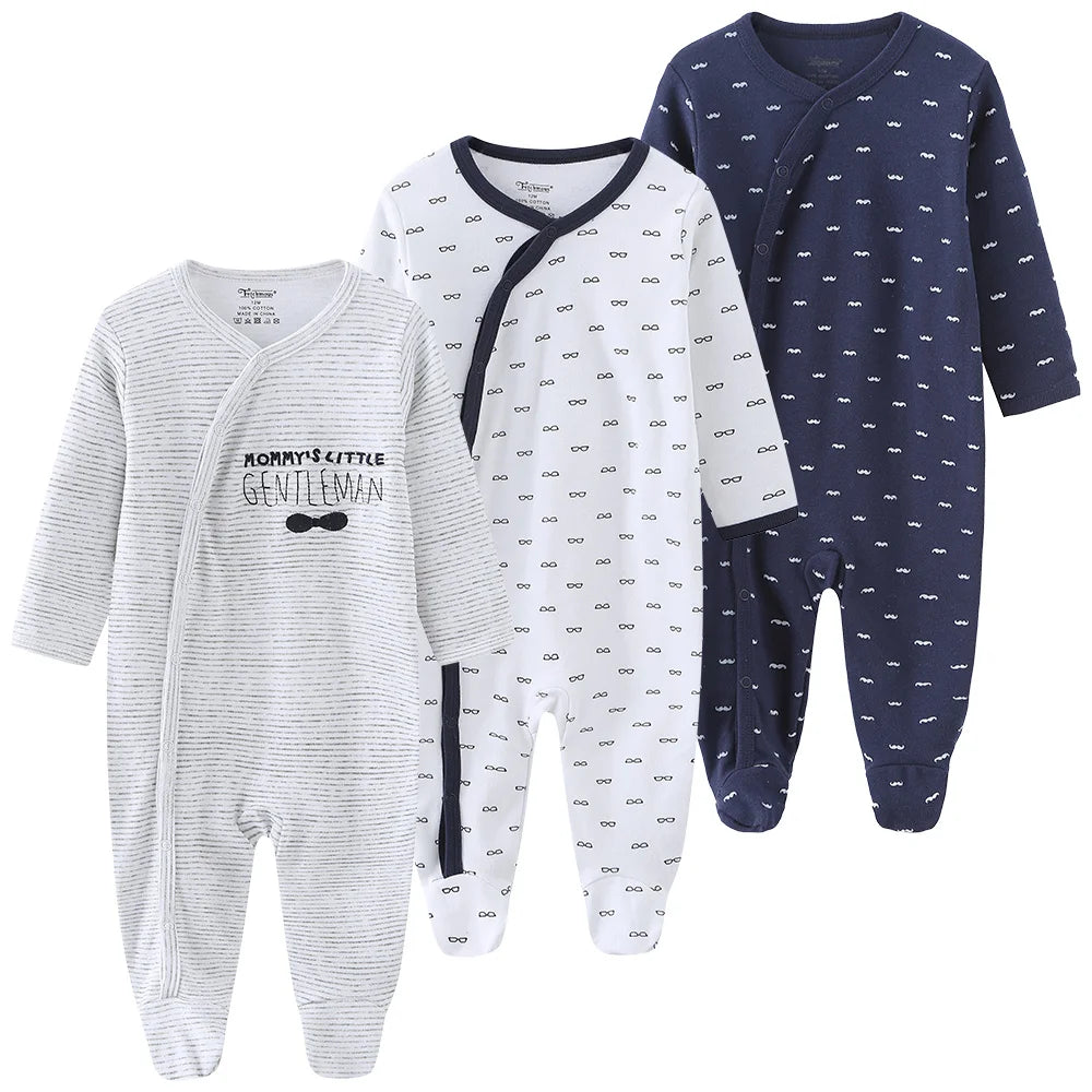 Unisex Organic Cotton Long Sleeve Footed Pyjamas for Newborns