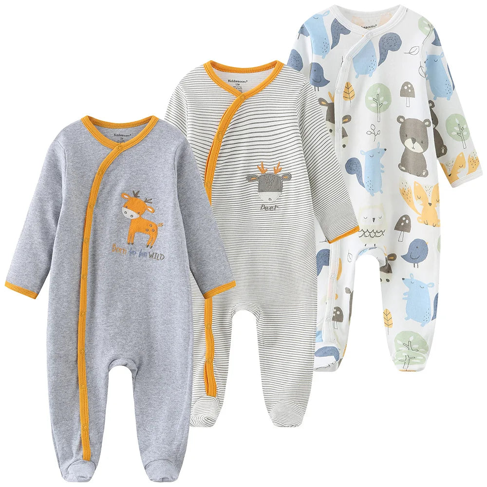 Unisex Organic Cotton Long Sleeve Footed Pyjamas for Newborns