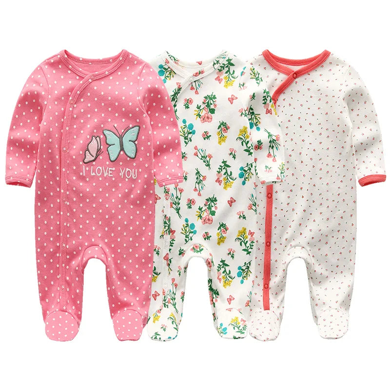 Unisex Organic Cotton Long Sleeve Footed Pyjamas for Newborns