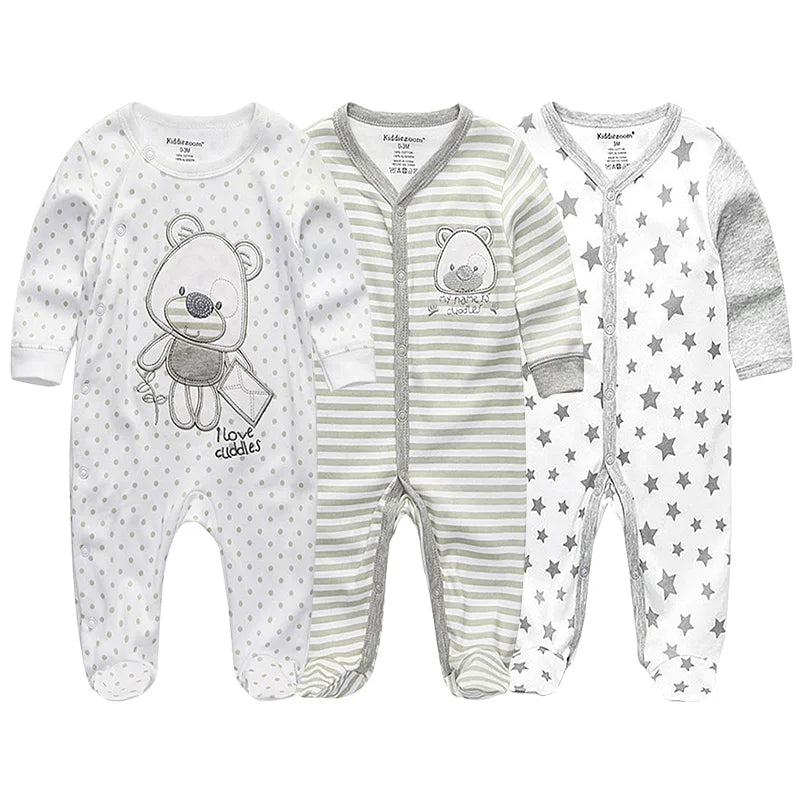 Unisex Organic Cotton Long Sleeve Footed Pyjamas for Newborns