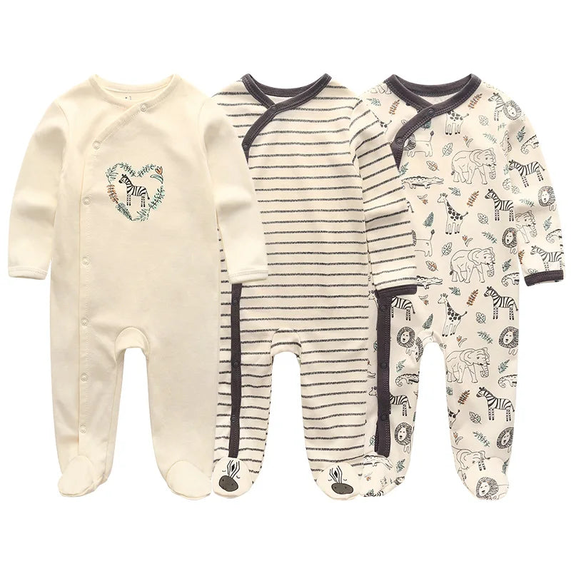 Unisex Organic Cotton Long Sleeve Footed Pyjamas for Newborns